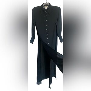 Neiman Marcus 100% Silk Button Down Shirt/Tunic Black Size M